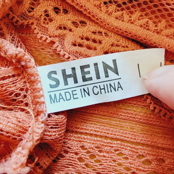 Coral Floral Lace Bralette Women's Size Large L SHEIN pullover - Picture 8 of 8